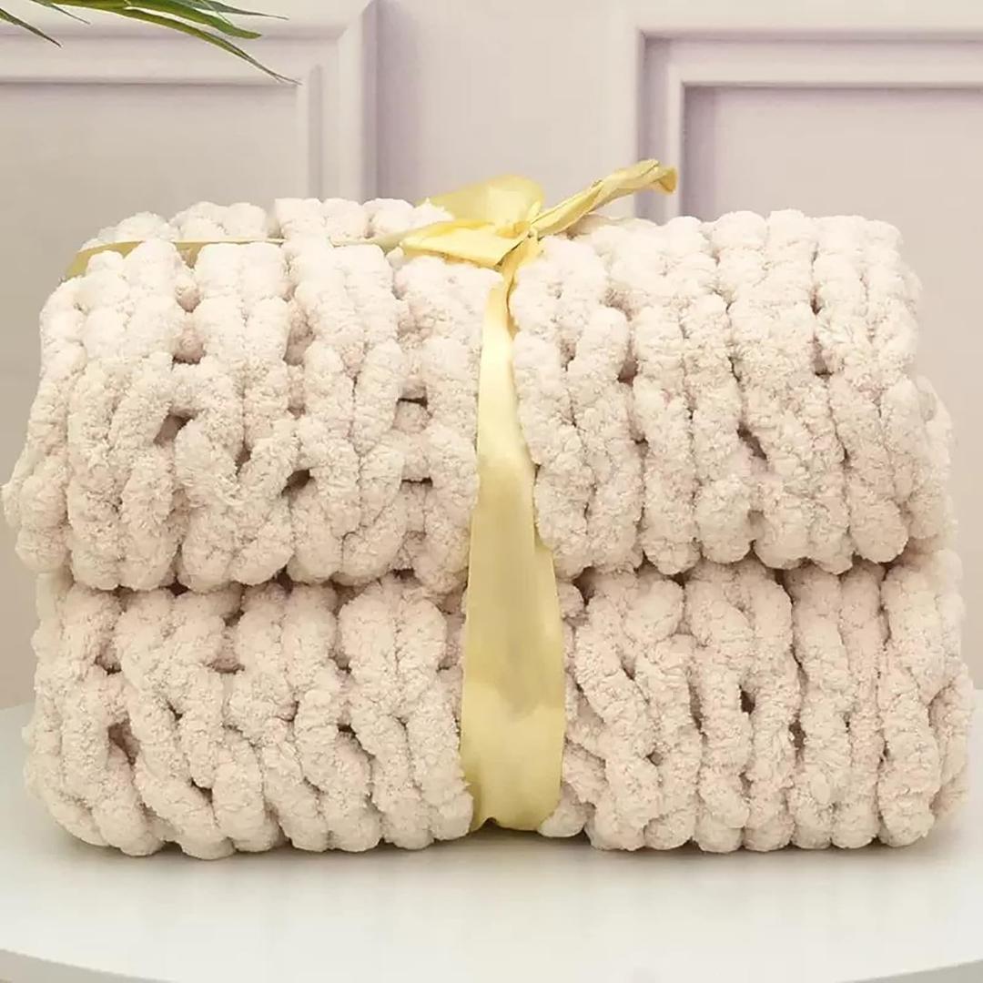 WANGPP Chunky Knit Blanket, Luxury Chenille Knit Blanket, Cozy Throw Blanket, Hand-Woven Thick Thread Blanket, for Bedroom Sofa Pet Gifts Baby Blanket, Home Decor (Color : B, Size : 80x80cm)