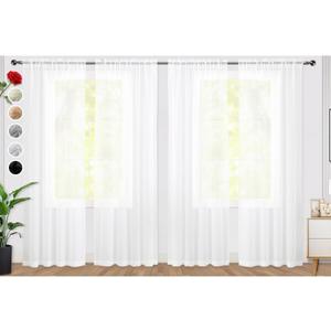SpaceDresser Sheer White Curtains 4 Panels Rod Pocket Semi-Sheer Curtain 72 Inches Long Light Filtering Voile Window Drapes for Bedroom Living Room Kitchen, Each 52W x 72L