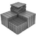 60 sq. ft Plastic Interlocking Deck Tiles,60 Pack Patio Deck Tiles,12"x12" Waterproof Outdoor Flooring All Weather Use, Patio Floor Decking Tiles for Porch Poolside Balcony Backyard, Grey