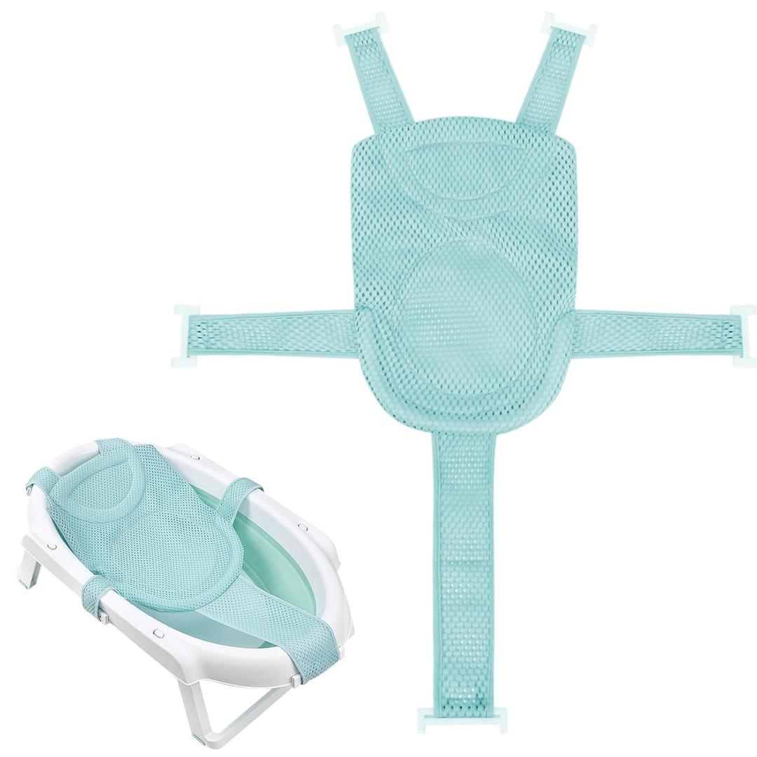 Colorlife Baby Bath Seat Support Net Infant Bathing Seat Support Mat, Adjustable Comfortable Non-Slip Five-Pointed Baby Shower Net Bathtub Sit Up Mesh for Newborn 0-12 Months-Green(No Bathtub)