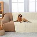fuguitex Waterproof Dog Bed Cover Dog Blanket for Pet Furniture Bed Couch Sofa Reversible Linen Texture(52"*82",Cream+ Cream)
