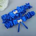 Royal Blue Wedding Belt Set Bridal Garters For Bride Plus Size Available (Blue)
