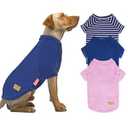 KYEESE 3Pack Dog Sweater, Soft Pet Sweatshirt Pullover Stretchy Dog Sweater for Medium Large Dogs Girl Boy, Lightweight Fleece Pet Shirt Clothes with Sleeves, 2XL (2XL (50-75lbs), 06# 3Pack(Pink+Blue+Stripe))