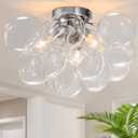 GoYeel Ceiling Light Chandelier Modern Kitchen Lights Ceiling Flush Mount Glass Bubble Chandelier Lighting 3 Light Entryway Light Fixture 17.72in 13 Globe for Bedroom Foyer Living Room