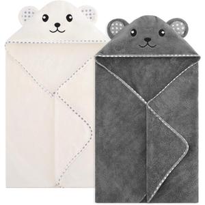 Baby Hooded Towel, 2 Pack Cotton Baby Towel Set, 31 X 31 Inch Super Soft Baby Bath Towel for Infants, Toddlers and Newborn (Panda)