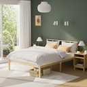 Bamboo Bed Frame Queen Size with Headboard Platform Bedframe Solid Stablewith Non-Slip Slats Support Tall Bed No Box Spring Needed Heavy Duty Easy Assembly Noise Free, Nature