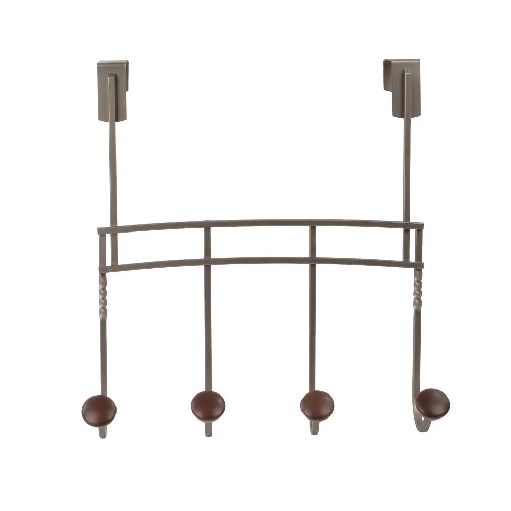 Spectrum Cambridge Over-The-Door 4-Hook Rack - Gray/Brown
