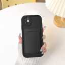 Lovmooful Compatible for iPhone 12 Case Cute Color Card Holder Design for Girls Women Soft TPU More Shockproof Protective Girly for iPhone 12 Case-Black
