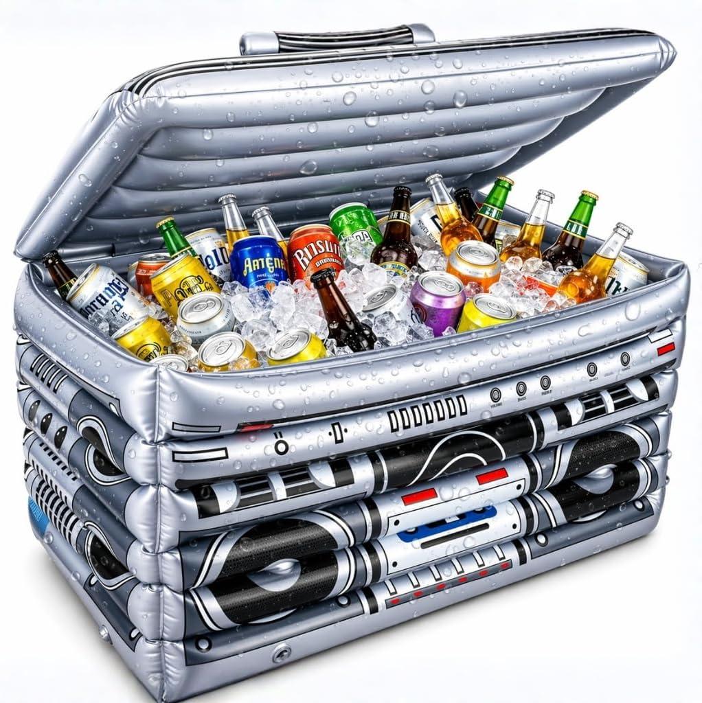 ArtCreativity Inflatable Boom Box Cooler Decoration, 80s Party Decorations, Large Inflatable Drinking Cooler for Hip Hop Party Decor, 80's & 90's Theme Party Decorations, Disco Party Supplies