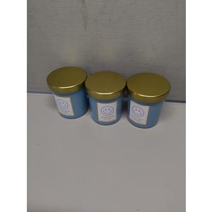 Sprayed Glass Candle W/Metal Lid Blue 3 Pack