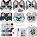 ZZXLLRO Punch Needle Coaster Kit for Beginners Adults - 6 Unique Cat Designs Premium Yarn & All Tools Included DIY Embroidery Craft Gift (Animals)