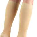 Truform 15-20 mmHg Compression Stockings for Men and Women, Knee High Length, Closed Toe, Beige, Medium