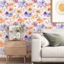 VOLEAAR Watercolor Pastel Floral Peel and Stick Wallpaper 17.5" x 118"