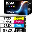 972X Remanufactured Ink Cartridge Combo Pack Replacement for HP 972X 972 X 972A High Yield for PageWide Pro MFP 477dw 477dn 452dw 452dn Printers (4P, Black Cyan Magenta Yellow)