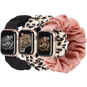 TOYOUTHS 3 PCS Compatible with Apple Watch Band Scrunchies 41mm 40mm 38mm Cloth Soft Pattern Printed Fabric Wristband Bracelet Women IWatch Elastic Bands Series SE 10 9 8 7 6 5 4 3 2 1, S/M