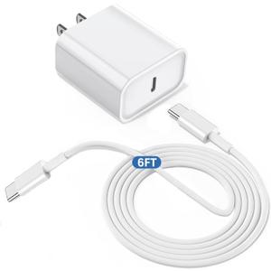 iPad Pro Charger Fast Charging,USB C Fast Charger Apple iPad Chargers Block with 6FT Type C to C Cable Cord for iPad Pro 13(M4)/12.9/11inch,i-Pad A16,Mini 7th,Air 13(M2)/5th/4,iPhone 17/16/15 Series
