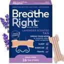 Breathe Right Nasal Strips Lavender Scent Extra Strength Tan Nasal Strips Help Stop Snoring Drug-Free Snoring Solution & Nasal Congestion Relief Caused By Colds & Allergies, 26 Count