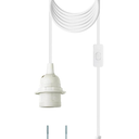 Plug in Light Socket - 16Ft Pendant Light Cord Kit E26/E27 Light Socket Hanging Lantern Lamp Cord with On/Off Switch,Socket Rings, 1 Pack, White