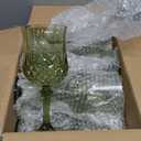 XUWAIDSGN 16 Pcs 7oz Plastic Vintage Wine Glasses Drinking Glasses Unbreakable Wedding Glassware Crystal Water Goblets Reusable Drinkware Vintage Champagne Flutes (16, Dark Green)