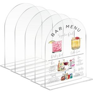 8x10 Inch Clear Arch Acrylic Sign with Stand | 5 Pack Blank Clear Arched Acrylic Sign with Base for DIY Wedding Table Numbers, Arched Wedding Signage, Events& Parties
