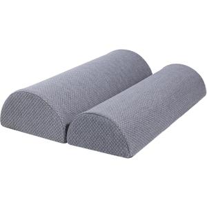 2PCS Knee Pillow for Sleeping, Half Moon Bolster Pillow for Neck, Legs, Ankle Foot & Knee Support, High Density Foam for Leg Elevation (19.6''x6.7''x3.5'', 19.6''x7.8''x4.3'') (Grey)