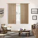 YoungsTex Burlap Linen Curtains 63 Inch Length for Living Room Window, Textured Semi Sheer Drapes Light Filtering with Rod Pocket Back Tab for Farmhouse Bedroom, Toffee, 52 X 63 Inch, 2 Panels