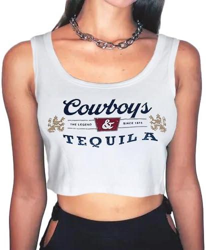 Womens Cowboys Tequila The Legend & Since 1873 Shirt Short Sleeve Cotton Ribbed Workout Shirts Crop Tops