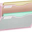 Marbrasse Wall File Holder 2-Tier Hanging Wall File Organizer, Mesh Mail Holder for Papers, Wall Mount File Clipboard & Magazine Organizer Great for Office Home (Pink)