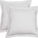 PHF Euro Sham 26 x 26 Inch, Set of 2 Washed Microfiber Euro Pillow Covers, Wrinkle & Fade Resistant Square Cushion Covers, European Pillow Shams, Light Grey