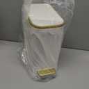 Cesun Small Bathroom Trash Can with Lid Soft Close, 5 Liter/1.3 Gallon Stainless Steel Garbage Can with Removable Inner Bucket, Step Pedal, Slim Waste Basket for Toilet, Office, Bedroom (White&Gold)