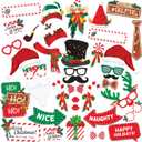 Christmas Photo Booth Props 38pc Set - Christmas Party Decorations, Party Favors, Games & Supplies for Kids Adults - Christmas Photo Props Backdrop Table Decorations Accessories