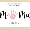 QOUBAI Mother's Day Handprint Art Craft DIY Kit Mother's Day Gifts from Daughter or Son Children Adults Handprint Keepsake with Wood Frame for Mom Grandma Birthday Holiday Activities 12x16 Inch