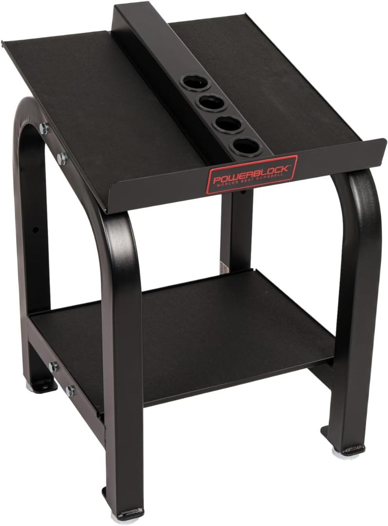 PowerBlock Home Rack Stand, Dumbbell Rack & Weight Rack With Tray, Supports Dumbbells up to 100 lbs, Durable Steel Construction, Home Gym Strength Training, Innovative Workout Equipment