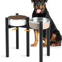 SHAINFUN 2-in-1 Elevated Dog Bowls Stand for Large & Extra Large Dogs, Adjustable for 7-10.6" Wide Bowls, 14" Tall Raised Dog Food & Water Bowl Stand (2Pack-Height: 13.7", Width: 7-10.6", 2Pack- Black-13.7H-Round)