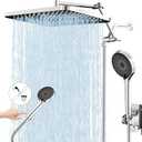 13" Rainfall Shower Head with Handheld Combo, Dual Waterfall Showerhead Button Switch by Handheld, Rain Shower head with 3-Modes Wand, Adjustable Extension Arm, 71 Inches Stainless Steel Hose(Chrome) (Polished Chrome)