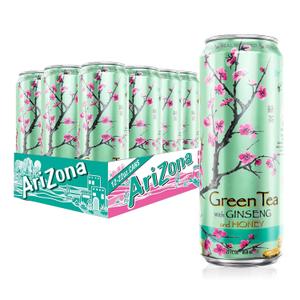 AriZona Green Tea with Ginseng and Honey - Big Can, 22 Fl Oz (Pack of 12) (EXP 05/01/28)
