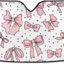 Cute Bows Pink Windshield Sun Shade for Car Auto SUV Truck Foldable Front Window Sunshade Sun Visor Protector Block UV Rays Reflect Heat, 55" x 28"