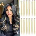 12 Pcs M-White hair extensions 22 Inch Straight colored hair colorful clip in extensions Highlight Party for Kids Girls and Women Gift(M-White,01)