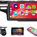 4+128GB Android 15 Car Radio for Honda Fit 2014-2018 Wireless Carplay Android Auto, 9" 1280 * 720P in-Cell Touch Screen Car Stereo WiFi Bluetooth5.0 GPS FM/RDS EQ Backup Camera MIC