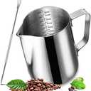20 oz Milk Frothing Pitcher, 304 stainless steel 600ml milk can coffee frothing cup with art deco pen milk jug coffee cup used to make cappuccino latte