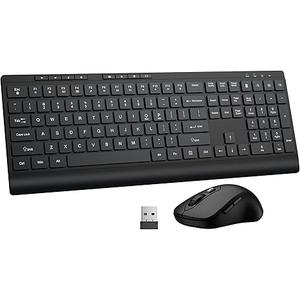 Wireless Keyboard and Mouse Combo, Full Size Quiet Key Computer Keyboard and Cordless Mice with 3 DPI Adjustable, 2.4G LagFree, Long Battery Life, Compatible with Windows and Mac Systems