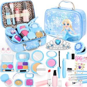 INNOCHEER Pretend Makeup for Toddlers, Toy Play Makeup Set for Kids 3-5, Toddler Makeup Kit Pretend, Frozen Toys for Kids Fake Makeup, Gifts Toys for 3 4 5 6 7+ Year Old Girls (Not Real Makeup), Child-size