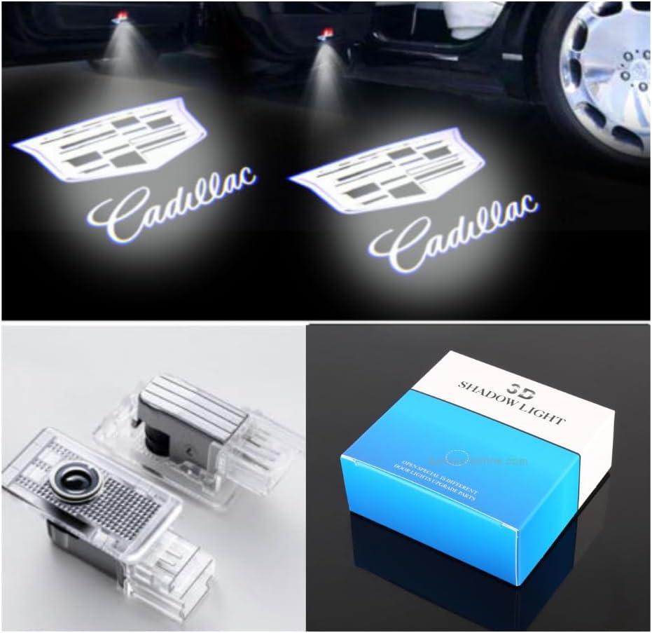 3D Shadow Lights LED Door Logo Projector for Cadillac SRX CT6 XTS ATS XT4 XT5 XT6 Dual Plug Puddle Lights for Cadillac Welcome Courtesy Lights Auto Accesories