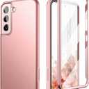 SURITCH for Samsung Galaxy S22 Case, [Built-in Anti-Scratch Screen Protector] 360 Full Body Protection Dual Layer Shockproof Rugged Bumper Phone Cover for Galaxy S22 6.1 Inch (Pink Gold)