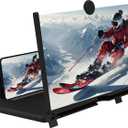 12 Inch Smartphone Screen Magnifier 3D HD Foldable Phone Stand with Adjustable Angle, Suitable for Movies, Videos, and Games,Supports All Smartphones. (Black)