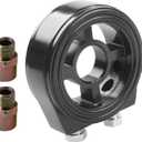 Oil Filter Sandwich Plate Thread Adapter, Universal Aluminum Oil Pressure Temperature Sensors Adapter Kit 3/4NPT, M20 x 1.5(COLOR:black)
