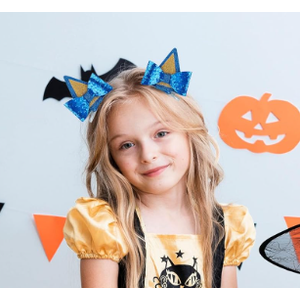 Blue Ears Hair Clips Dog Ears Hair Clips Glitter Bow Barrettes for Halloween Costume Birthday Decorations Blue Party Supplies