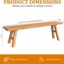 47.2" Solid Wood Entryway Bench - Extra Long Elm Wood Farmhouse Dining Bench for Hallway, Bedroom, Kitchen - Antique Natural Finish, 47.2*10.2*17.7in/120*26*45cm