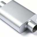 3 Inch Center In/Out Dual Chamber Exhaust Muffler, Aluminum Alloy, Deep Tone for Cars and Trucks