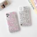 NITITOP Compatible with iPhone 11 Pro Max Case Mirror Cute Silk Ribbon Bow Knot Pattern for Girls Women Bowknot Ultra Slim with Bumper Protector Soft TPU Silver Protective Cover - Pink